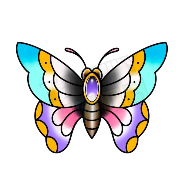 Butterfly Tattoo Jewel Etsy