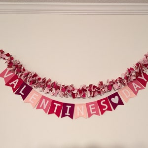 Felt Valentines Day Banner, Reusable, Pennant, Bunting, Hearts, Pink