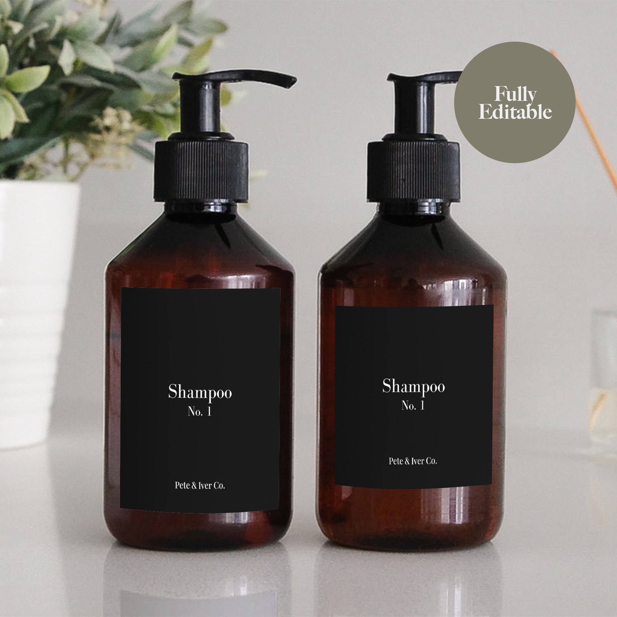 Editable Template - Classic Bathroom Essentials Labels VALUE PACK in Black • Print at Home • DIY ...
