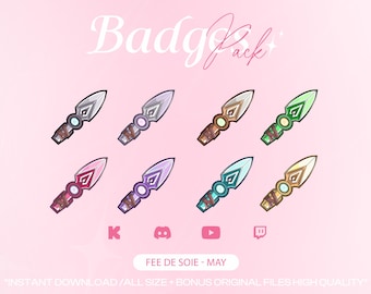 JETT KUNAI Valorant Subscriber Badges for Twitch/Kick/YouTube/Discord | Twitch Badges | Twitch Badges | Stream Badges | Illustration | PNG
