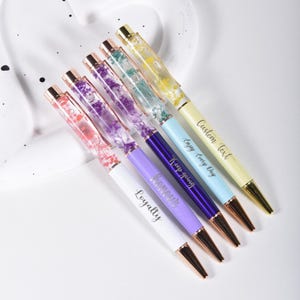 Bolígrafo de cristal floral personalizado con grabado láser, regalo para el Día del Administrador para compañeros de trabajo.