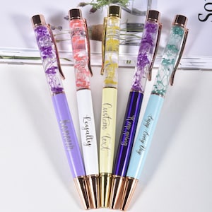 Gepersonaliseerde bloemenpen met naam, custom gegraveerde balpen, cadeau voor vrienden en collega's