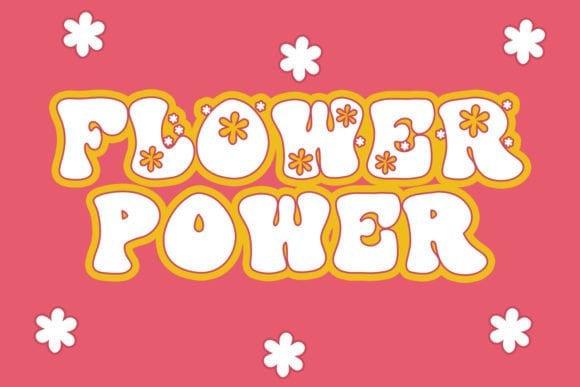 Flower Power Font, Groovy Font, Retro Font, Vintage Font, SVG font,PNG, Hippie font, Boho font, Bohemian font, Retro letters, Groovy letters