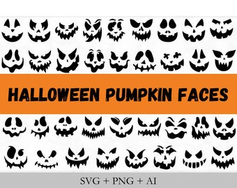 Pumpkin Face Svg and AI, Halloween pumpkins faces, Pumpkin Faces Clipart, Pumpkin Face png, Halloween face svg.
