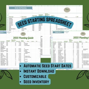 2025 Seed Starting & Direct Sowing Scheduling Spreadsheet, Digital Garden Planner, Seed Inventory Tracker, Instant Download, Google Sheets