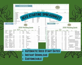 2026 Seed Starting Spreadsheet, Garden Planner & Inventory (Digital Download)