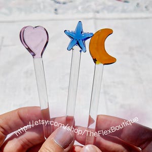 Colourful Glass Stirrers, Heart-shaped stirrer, Glass Stirring Spoons, Star shaped stirring stick, Moon Glass stirrer, Glass Mixing Spoons