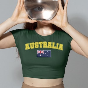 Australia Baby Tee, Cropped Tee, Australia Flag T-Shirt, Babydoll Shirt, Australian Shirt, Australia, Y2K Aesthetic, 90s Crop Top