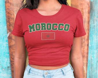 Morocco Crop Tee, Baby Tee, Cropped Tee, Vintage Moroccan, Babydoll Shirt, Morocco Shirt, Brasil, Y2K Aesthetic, 90s Crop Top,