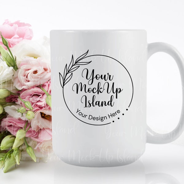 Easter Mock-Up, 15oz Mug Mock Up, Blank Mug, Coffee Cup Mock Up, Sweetheart Flowers Coffee Cup Mock-Up