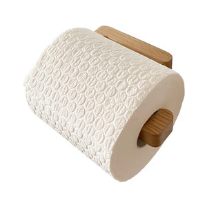 Toilettenpapierhalter Eiche ohne Bohren Holz eckig modern nachhaltig Design kleben massiv Klorollenhalter Halterung Klopapier Rolle WC Deko Bild 3