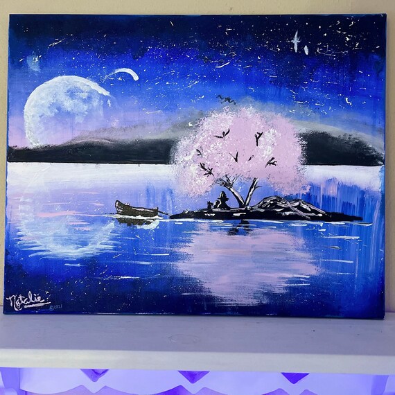 Unique Diy Acrylic Painting Kit Create A Stunning Moon Lake - Temu
