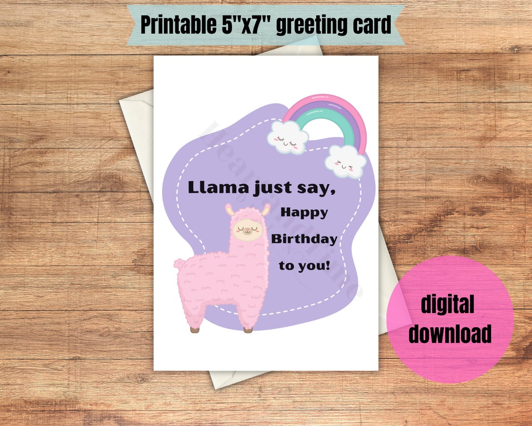 Printable Birthday Card Template, Printable Greeting Card, Llama ...