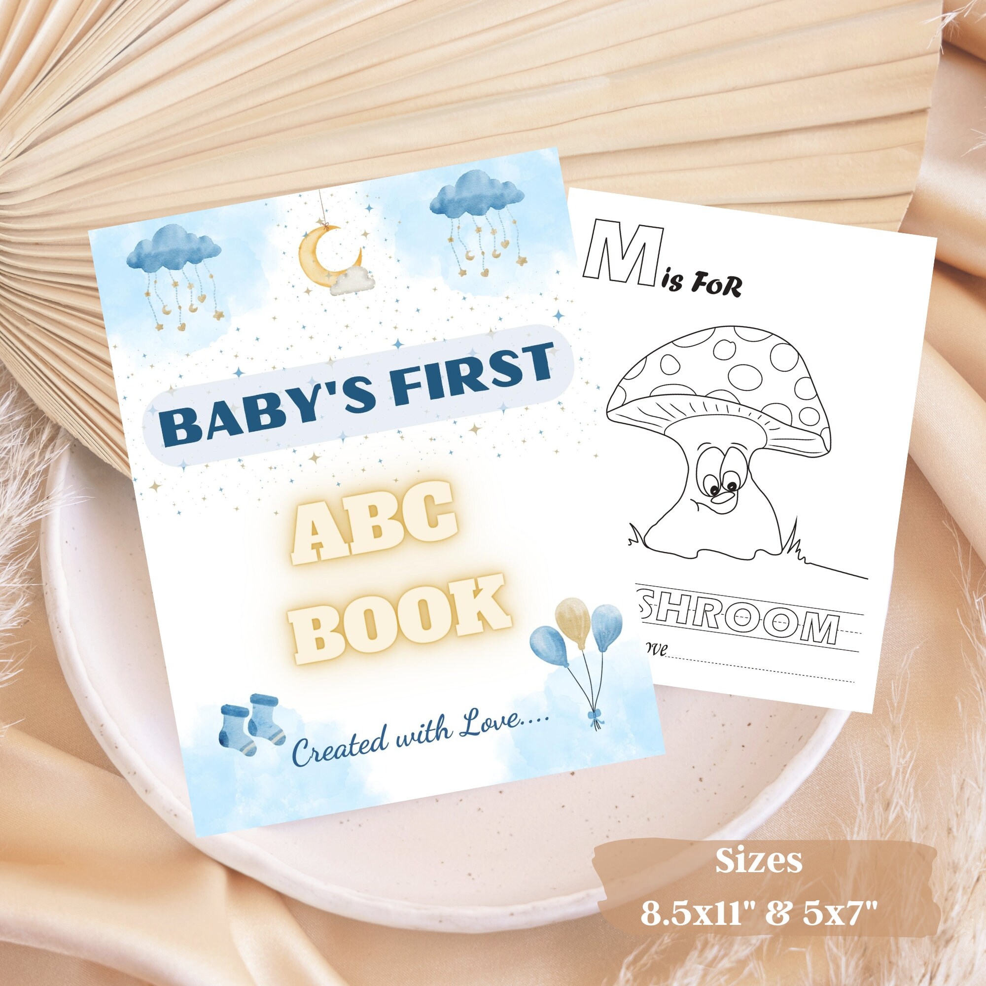 ABC Book Baby Shower Activity, Alphabet Book Baby Shower, ABC Coloring Book, Baby's First ABC