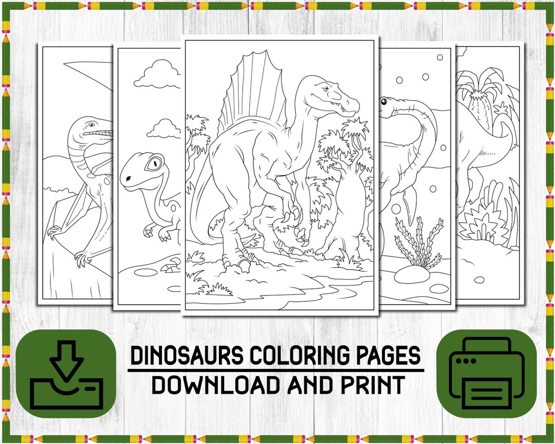 DIY Dinosaur Coloring Pages for Kids 25 Dinosaur Printable - Etsy