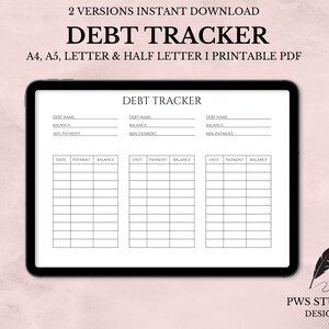Seguimiento de deudas imprimible y editable, Plan de progreso de bola de nieve, Registro de finanzas, A4 A5 Carta Media, PDF