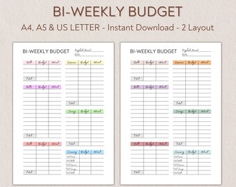 Biweekly Budget Planner, EDITABLE Bi-weekly Template, Printable Paycheck Budget Tracker, Finance Planner, Budget Sheet Binder, PDF