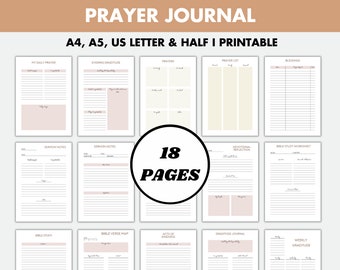 Prayer Journal Printable — Editable Bible Study & Faith Planner, A4 A5 Letter PDF