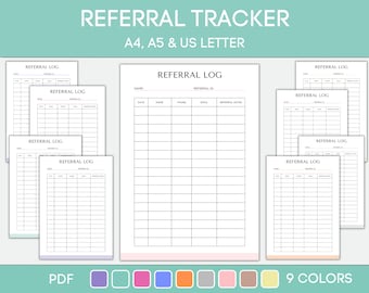 Printable Referral Log, Editable Client Referral Tracking, Referrals Worksheet, Referrals Log, Referral Sheet, PDF Instant Download