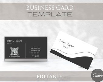 Tarjeta de presentación minimalista, herramienta comercial de marca de tarjeta editable simple y elegante, descarga instantánea
