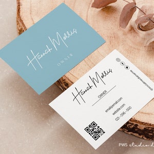 Business Card QR Code, Business Card Template, Instant Download, Printable Business Card Template, Editable Card, Canva Template