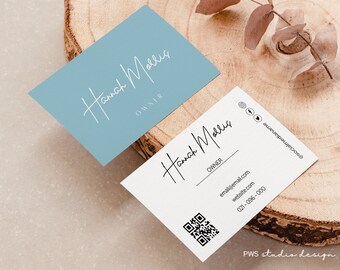 Business Card QR Code, Business Card Template, Instant Download, Printable Business Card Template, Editable Card, Canva Template