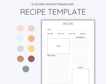 Leere Rezeptvorlage, anpassbare Kochblätter für die einfache Essensplanung und Organisation, Küchen Printables, Rezeptbuchvorlage