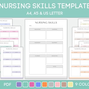 Printable Nursing Skills Template, Nursing Student Notes, Nursing School Log, Nursing Concept Map, PDF Instant Download