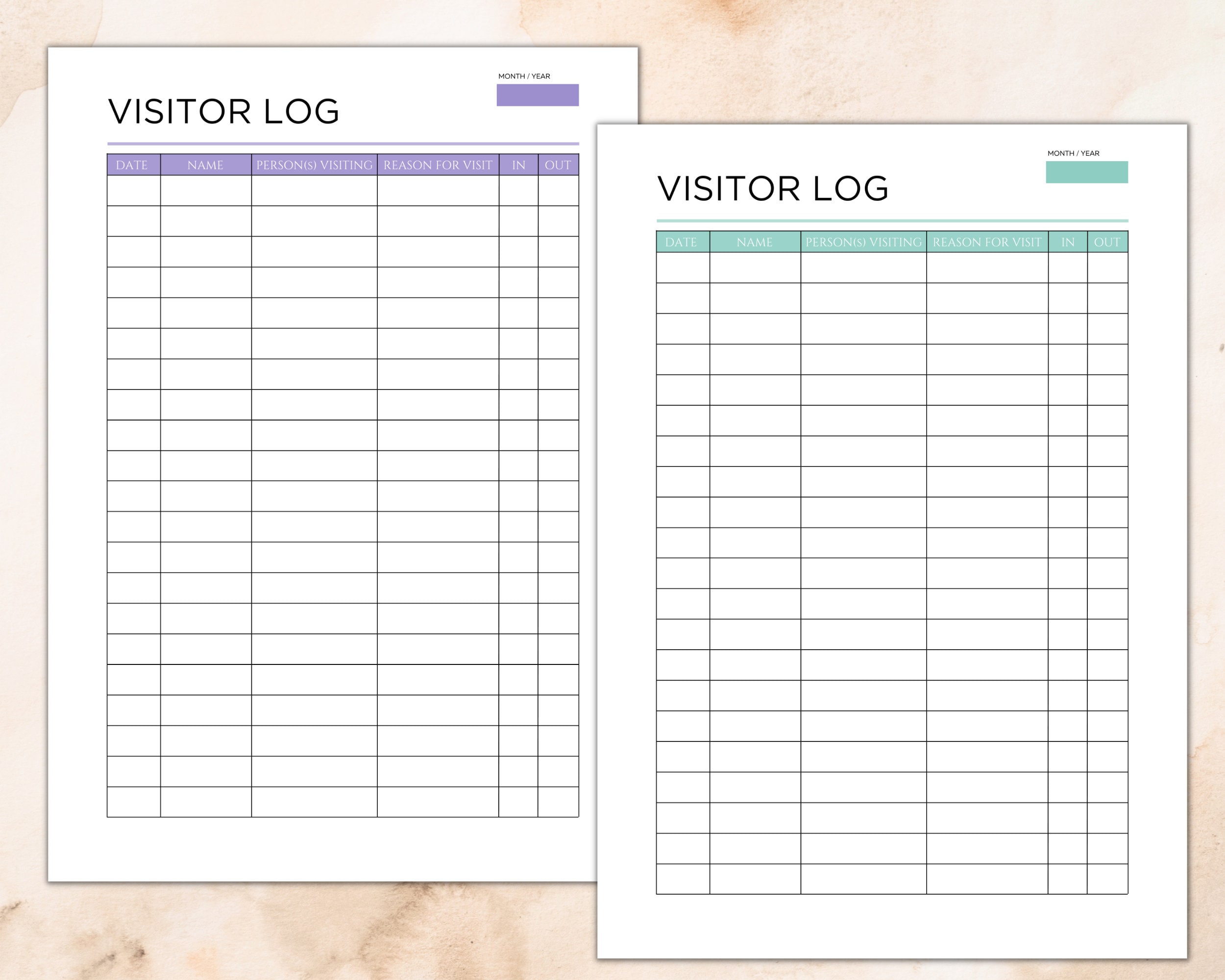 Printable Visitor Log, Visitor Log Sheet, Visitor Logbook, Visitor
