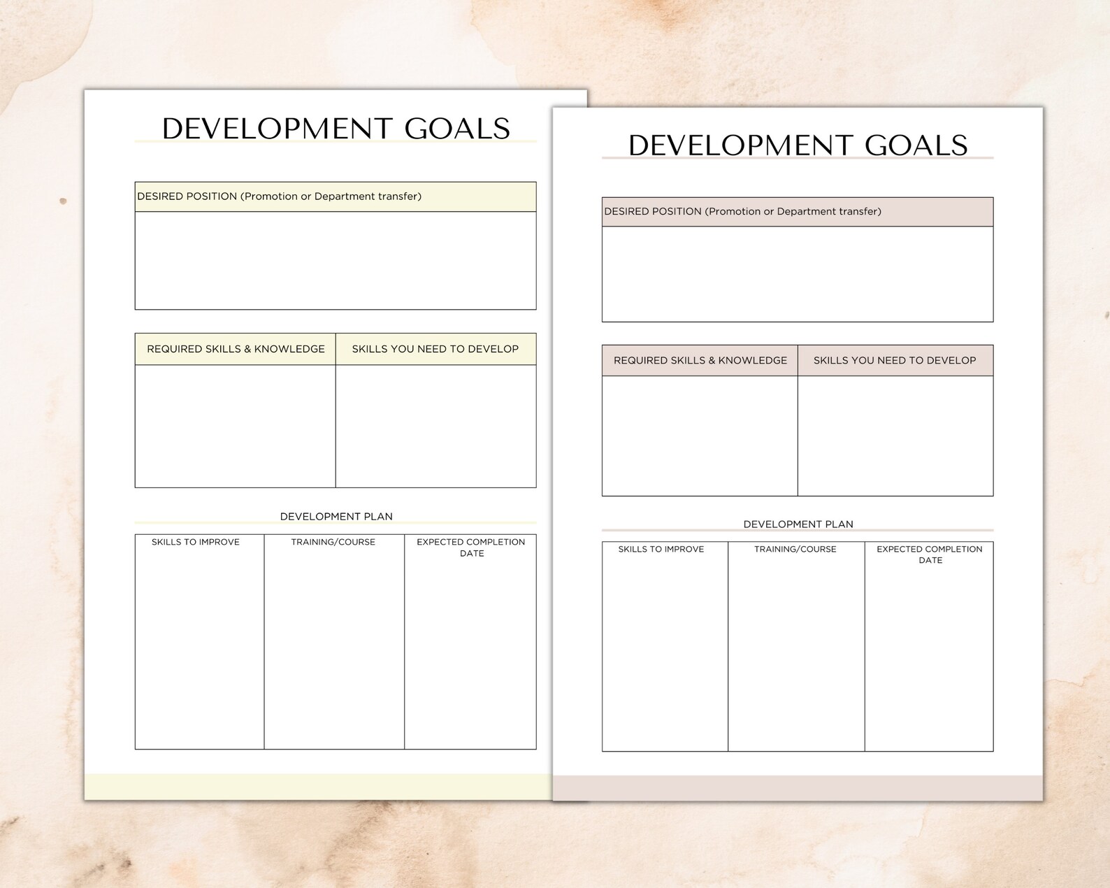 Development Goals Template, Printable, Editable Career Growth Sheet ...