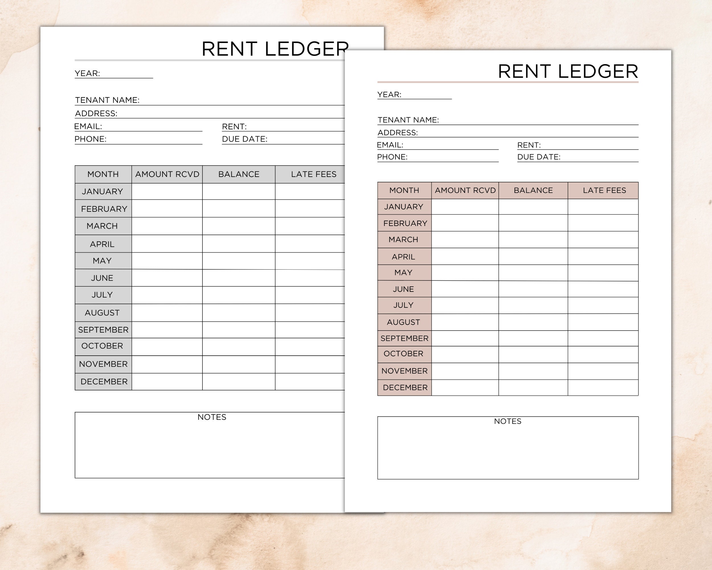 Rent Payment Ledger Printable, Tenant Log, Tenant Payment Tracker ...