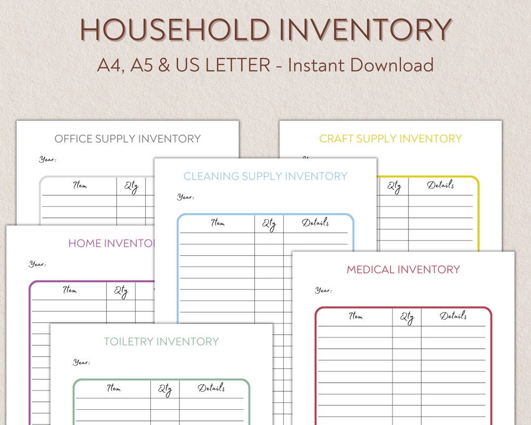 Household Inventory, Household List,toiletry Inventory,medication