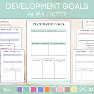 Development Goals Template, Printable, Editable Career Growth Sheet, Personal Development Plan, PDF Instant Download