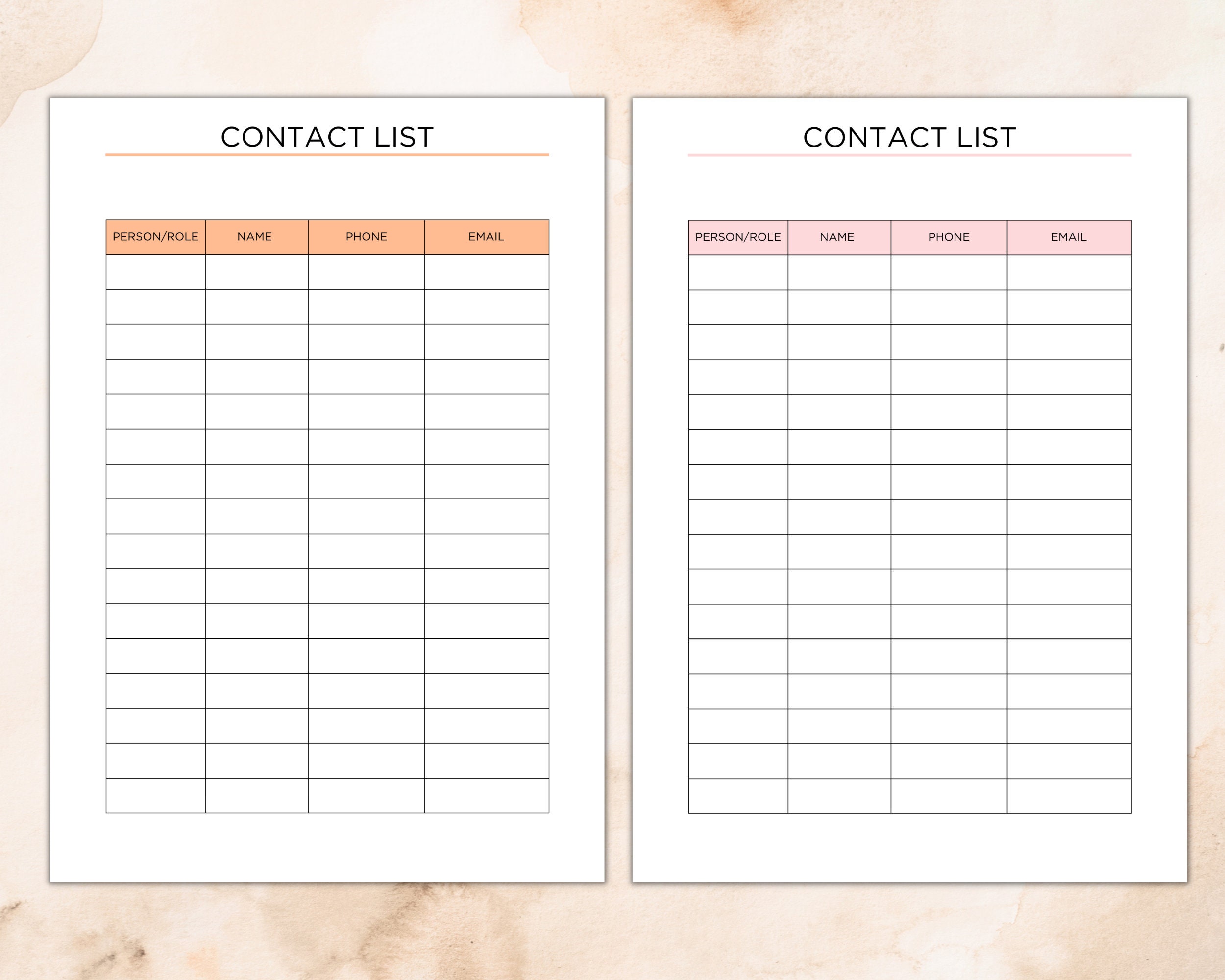 Contact List Printable and Editable, Print at Home Address Book Insert ...
