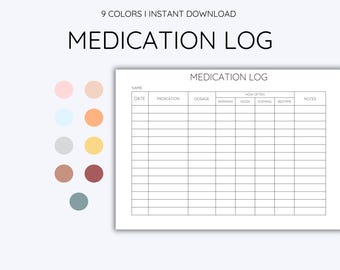 Medication Log, Medication Tracker, Medication Chart, Doctor Visit, Medication List, Caregiver Log, Medicine Dosage