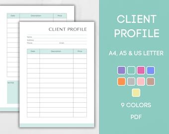 Printable Client Profile Template, Editable B2B Business Sheet, Customer Information Log, Info Sheet, Instant Download PDF