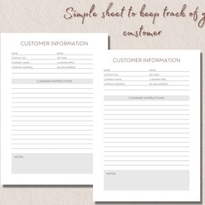Printable and Editable Customer Information Sheet for Cleaning ...
