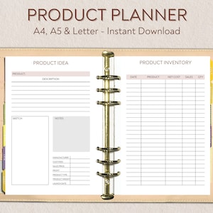 Product Planner Printable and Editable, Inventory List, Business Planner , A4 A5 US Letter PDF