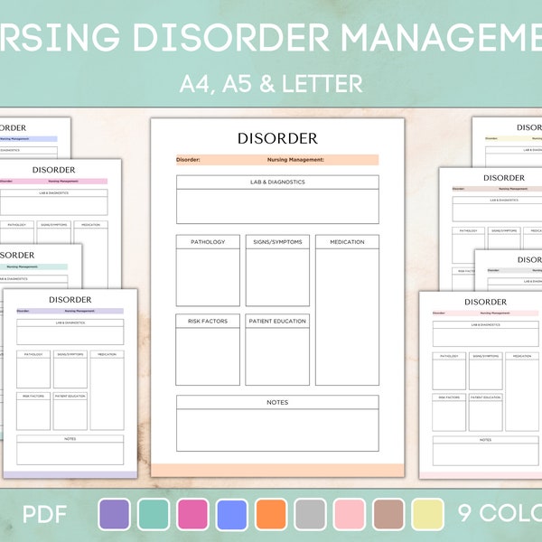 Nursing Disorder Template, Student Nurse Disease Management, Student Nurse Disease Process Study Sheet, PDF Instant Dowload