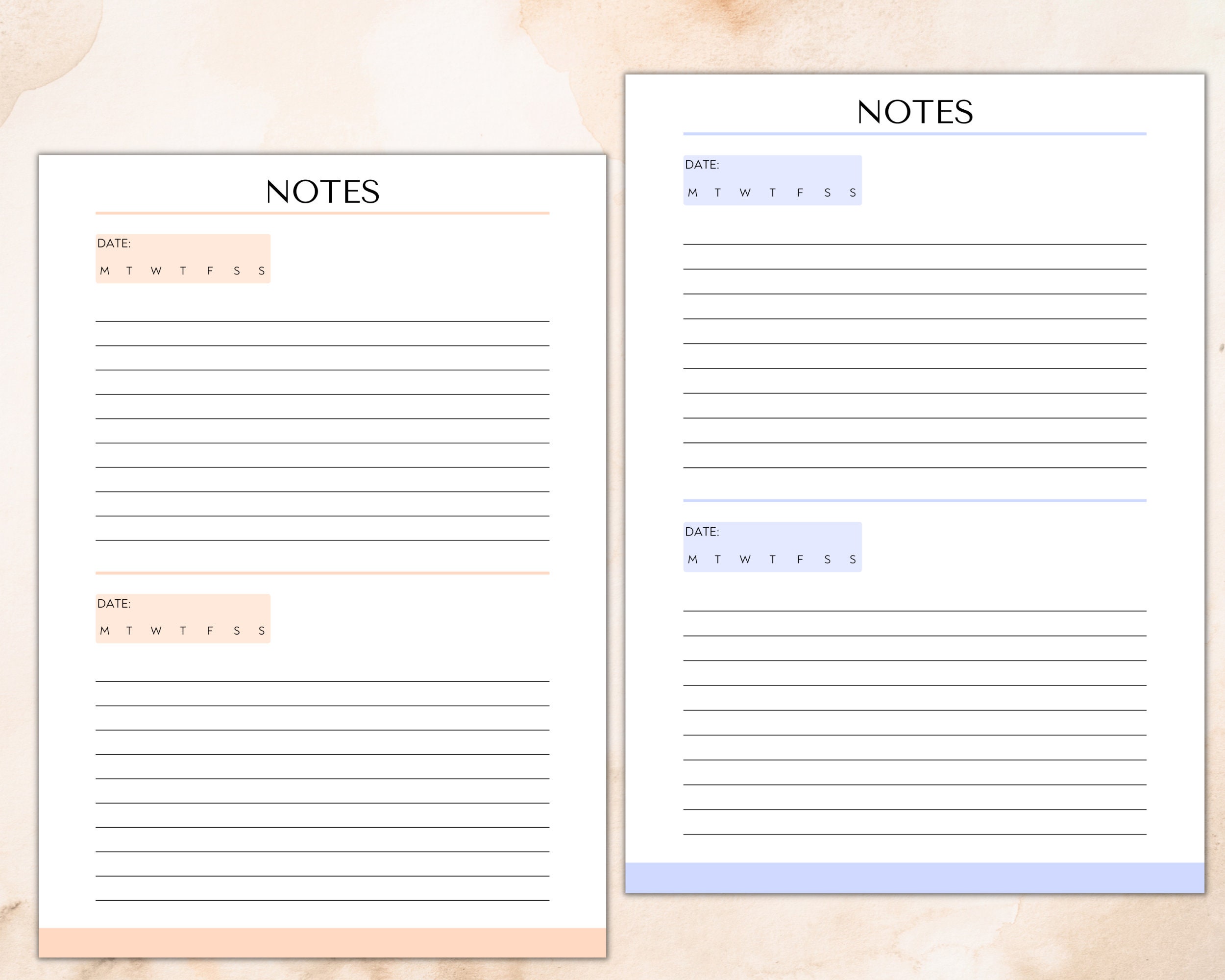Lined Notes Pages, Half Page Lined Notes, Lined Pintable Sheet, Planner ...