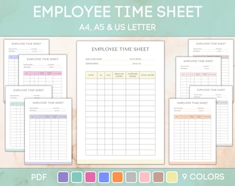 Employee Time Sheet Printable, Editable Employee Scheduling Time, Tracking Time Card, Work Log Tracker, PDF Instant Download