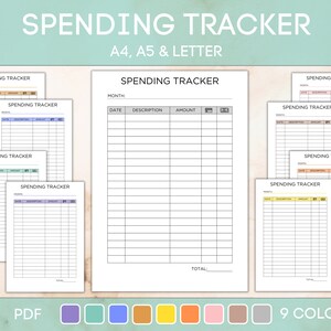 Spending Tracker Printable, Expense Sheet, Budget Template, Financial Planner, Spending Log, Instant Download PDF