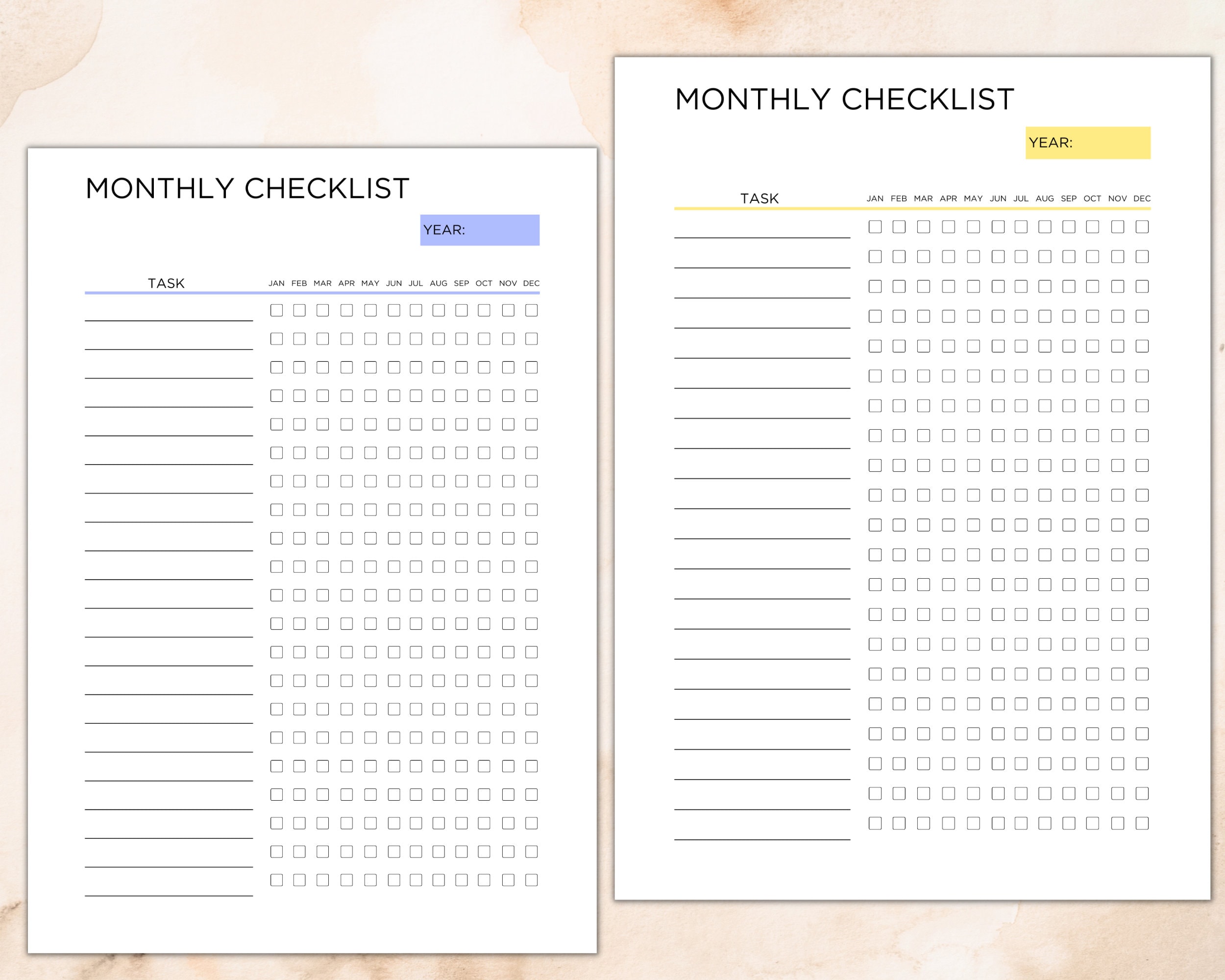 Printable and Editable Monthly Checklist, Month to Do List, Chore List ...