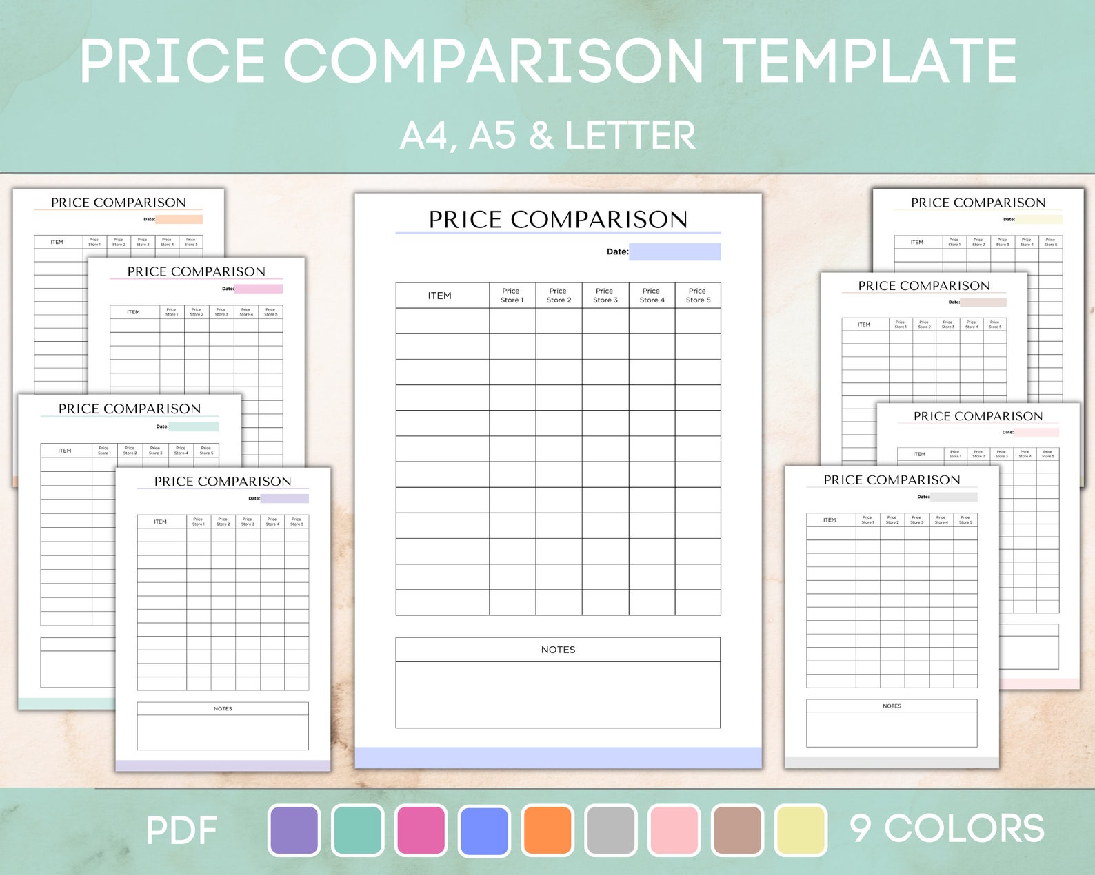 Price Comparison Template, Grocery Price Comparison Sheet, Price Book
