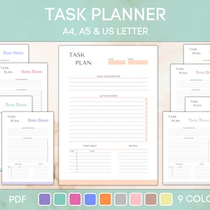 Task Planner Printable, Editable ADHD Task Plan, Project Planner, Task breakdown, Task Plan, Job and Office Checklist, PDF Instant Download
