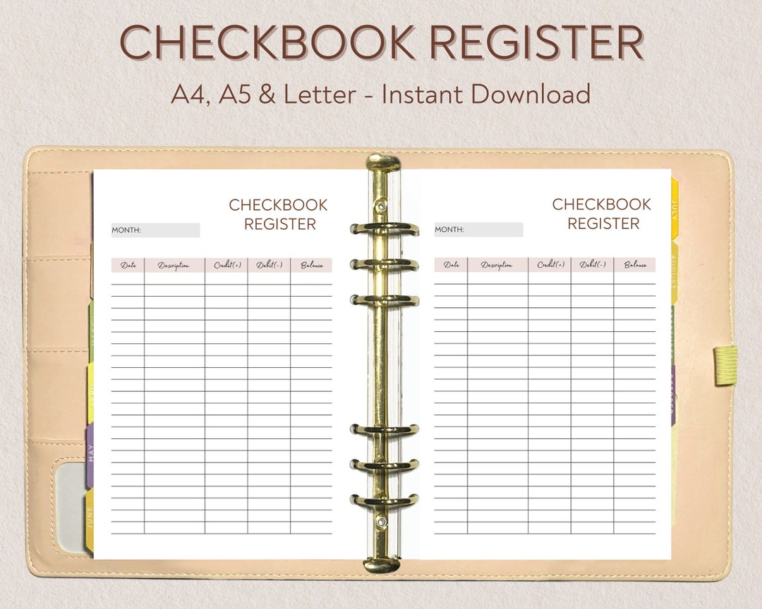 Checkbook Register Printable and Editable, Transaction Sheet, Planner Inserts, Check Register