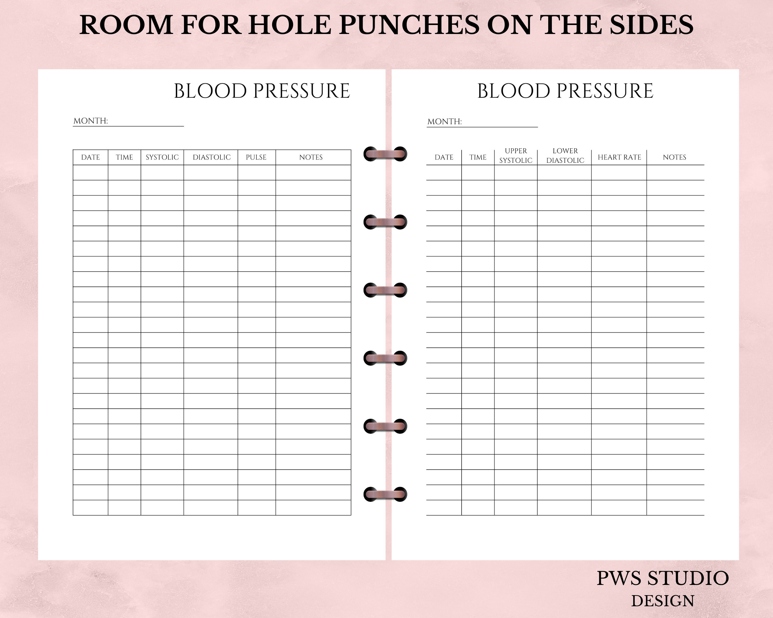 Blood Pressure Log Editable and Printable BP Tracker Daily Blood ...