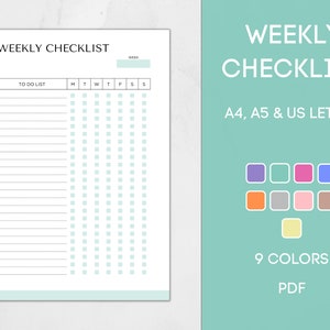 Printable Weekly Checklist, Editable to Do List, Weekly Checklist ...