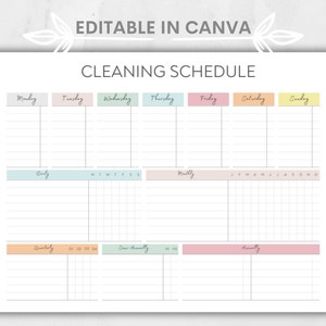 Editable Cleaning Planner, Cleaning Checklist, Cleaning Schedule, Weekly House Chores, Adhd Clean Home, Household Planner Printable, PDF