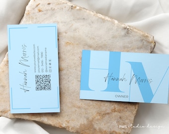 Editable Boho Business Card Template DIY Printable QR Code Business Branding Minimal Elegant Business Card Digital Download